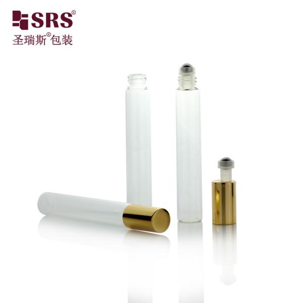 15mm Diameter clear glass essential oil glass roller ball bottle with gold cap