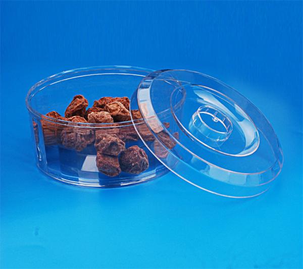 Food Grade Transparent Empty Plastic Cans Round Shape Crown Lid Type