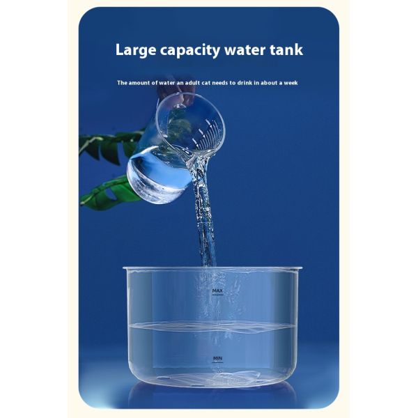 Automatic 2.2L Transparent Pet Water Dispenser New Design Eco-Friendly Plastic Artifact Filter Stylish Charging Source for Dogs