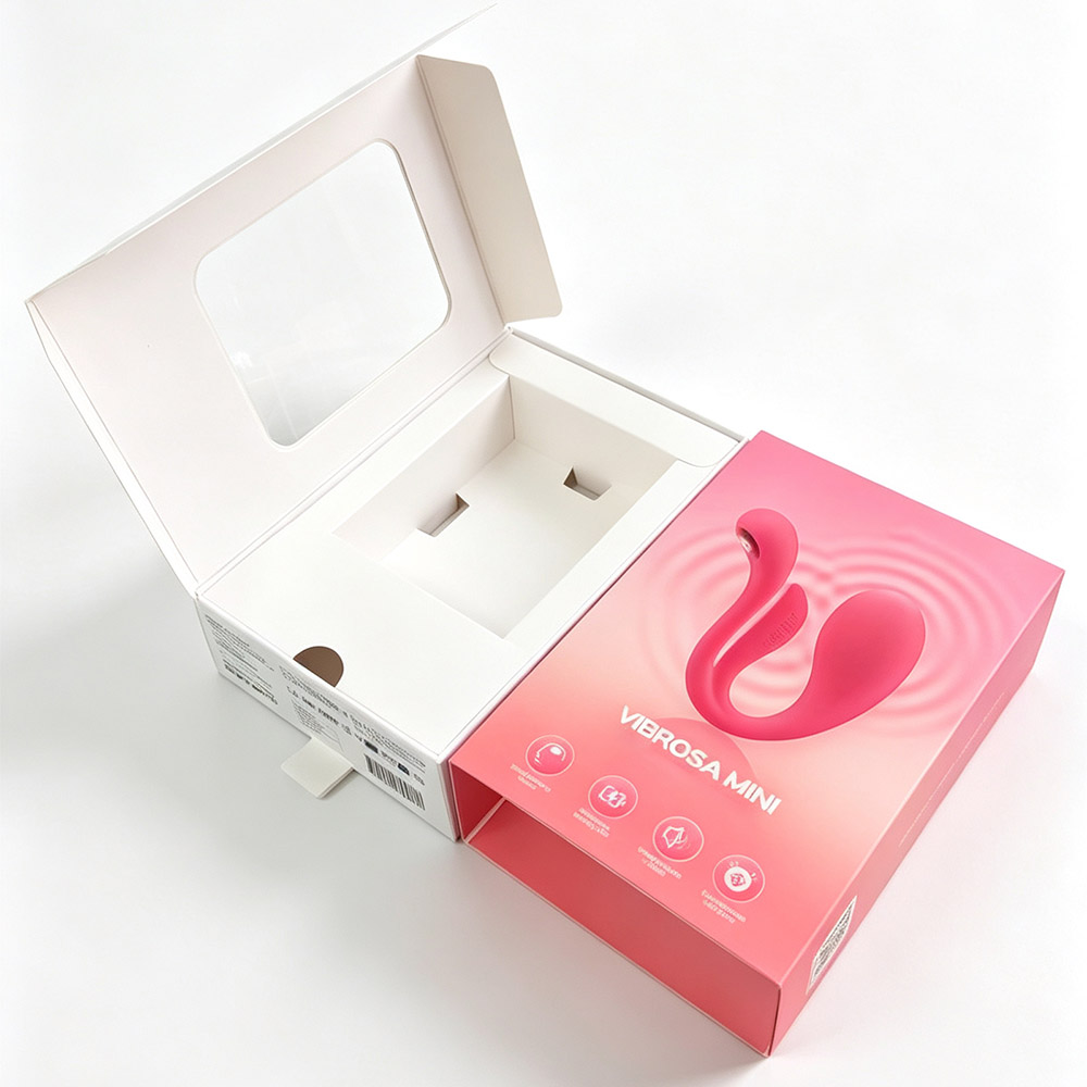 Pink Window Custom Drawer Boxes Gift Packaging with Card Insert