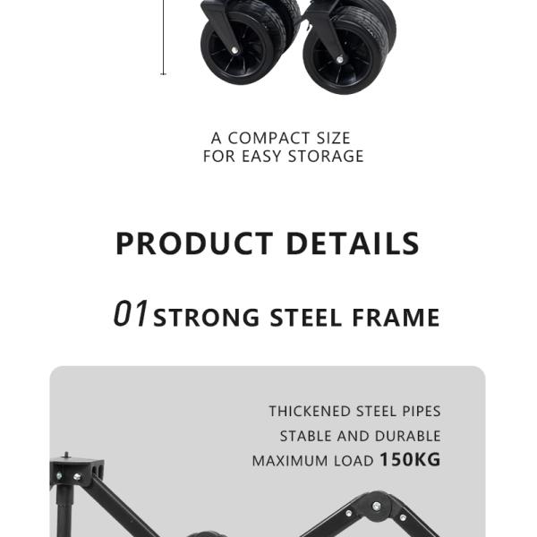 150kg Capacity Collapsible Folding Camping Wagon 87x48x75cm