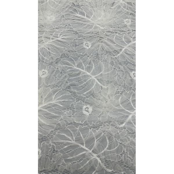 Embroiedered Lace Fabric White Breathe and Elegant Embroidered Mesh Leafy Occasion Wedding Fabric