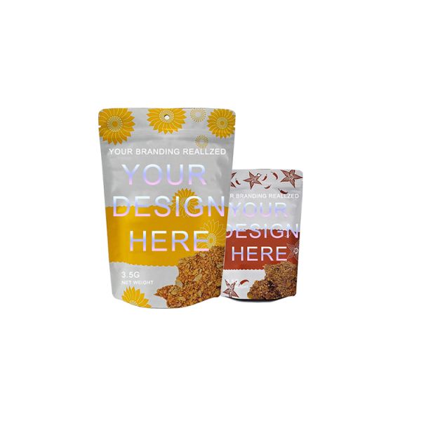 Custom 3.5g Food Grade Durable Multi-Layer Design Stand Pouch Waterproof Resealable Mylar Bags for Flaxseed Crackers Milk Jelly
