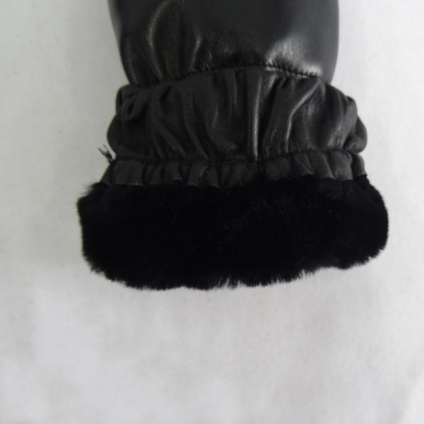 Original hot sale black  warm sheepskin leather mitten gloves in winter