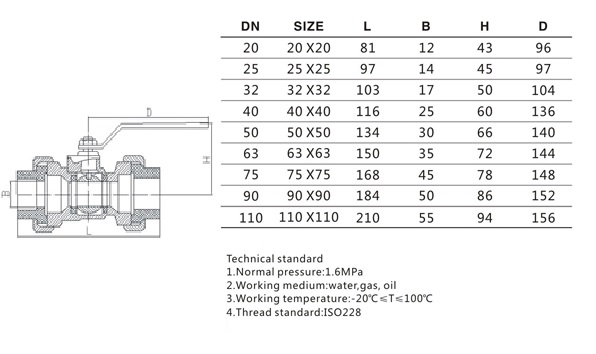 DN15 DN20 DN100 Metal Ball Valve  1/2