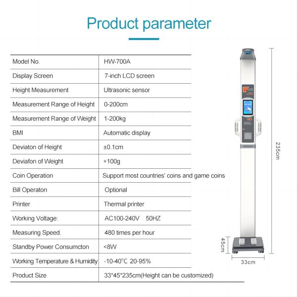 ODM Supported AC100-220V Pharmacy Hospital Digital Weighing Scale 200kg Body Fat Scale