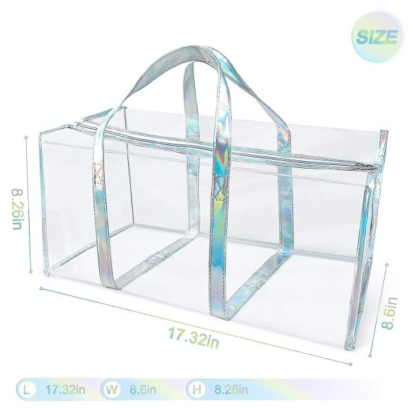 Tote Bag for Women Clear Gym Bag PVC Beach Bag Sports Duffel Bag with Durable Metal Zipper (One Clear Bag)