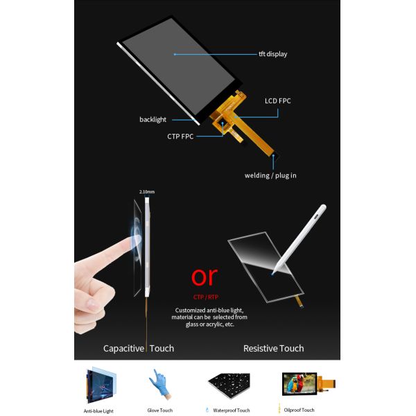 Polcd Qvga 240x320 Resolution 2.4 inch ST7789V3 Touch Screen CTP TFT LCD Display Module