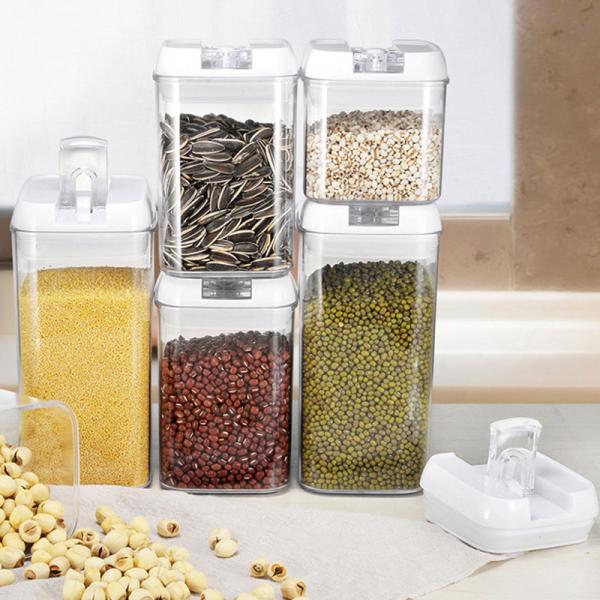 0.5L 0.8L 1.2L Sealed Food Containers PS PP ABS Plastic Kitchen Organizer