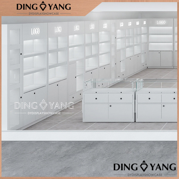 Acrylic Logo Glossy White Jewelry Showcase Display