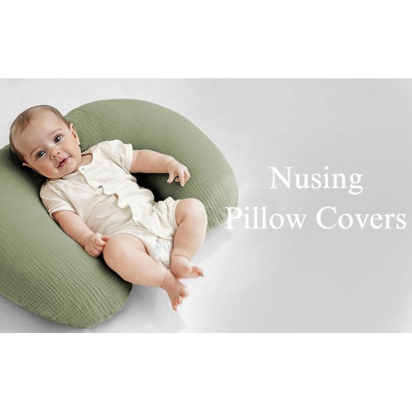 2 Pack Muslin Nursing Pillow Covers,100% Cotton Covers for Breastfeeding Pillows