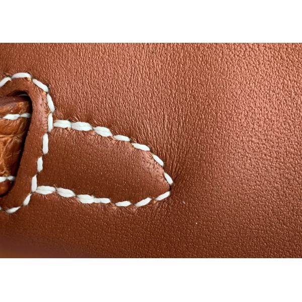 Square Crocodile Skin Bag , Yellowish Brown Crocodile Skin Handbag