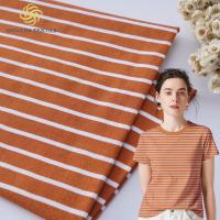 Plain Jersey 175gsm Striped Knit Cotton Fabric Single Face For T Shirt