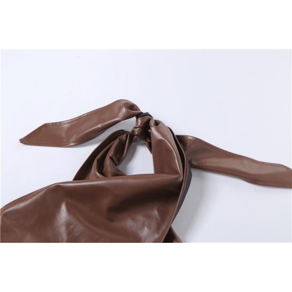 Brown Two Piece Casual Set Sexy Halter Vest Slim Straight Trousers Suit