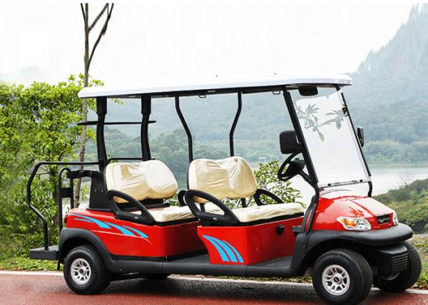Red Color 4 Seater Golf Cart Electric Car , Electric Street Legal Vehicles