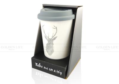 Silicon Lid 330ml Custom Printed Travel Mug Office Use For Drinking Coffee