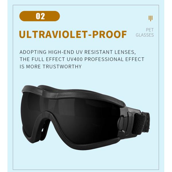 Material de gafas para perros Pequeñas mascotas medianas Protección UV Resistencia al viento y la arena