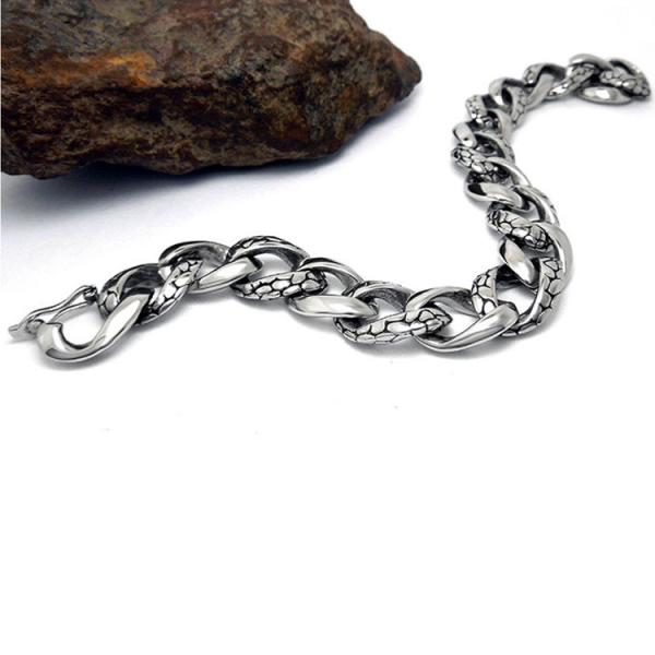 Men's Titanium Stainless Steel Curb Chain Link Bracelet 8 Inches (JCE168)