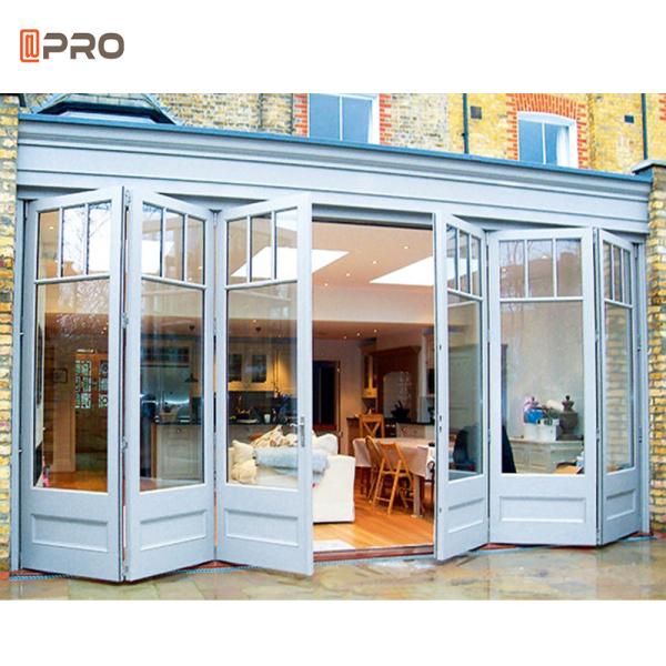 Customized Large Pella Sliding Glass Patio Doors Aluminium Bifold Glass Door