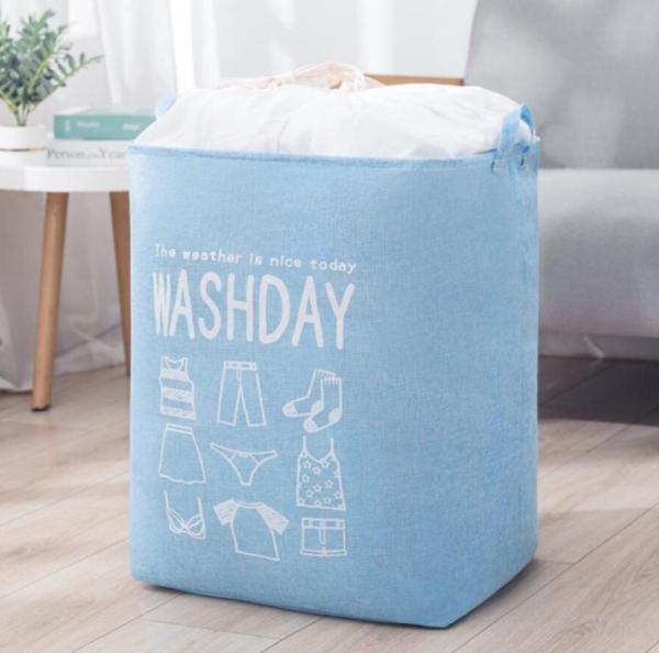 White Kids Baby Cotton Canvas Fabric Storage Bin Dirty Cloth Toys Collecting Basket Set Foldable Custom Laundry Bags