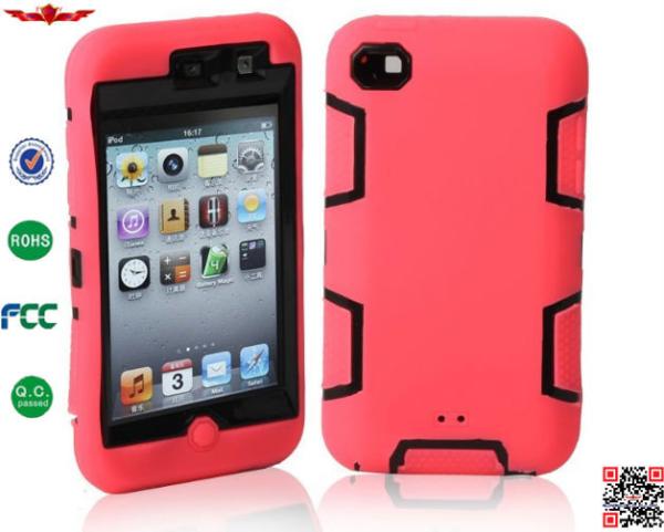 Hot Selling 100% Quality Guaranteed 3 in 1 Hybrid Silicone+PC Cover Cases For Ipod Touch 4