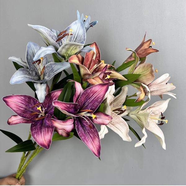 European-style retro simulation gradient color touch lily bouquet, home decoration simulation flowers