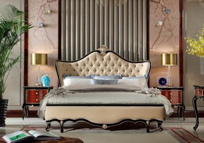 Villa house Luxury furniture factory for sale in black painting frame with Leather upholstered King size Bed