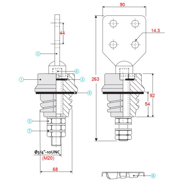 Продетая нитку втулка фарфора ANSI 1.2kV 630A в трансформаторе