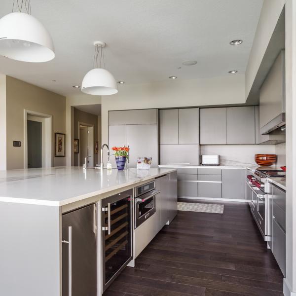 Flat Panel Lacquer Kitchen Cabinets Plywood Modern Light Grey