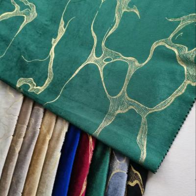 Bronze Floral Print Velvet Fabric Polyester With Knitted Technics Customized Color