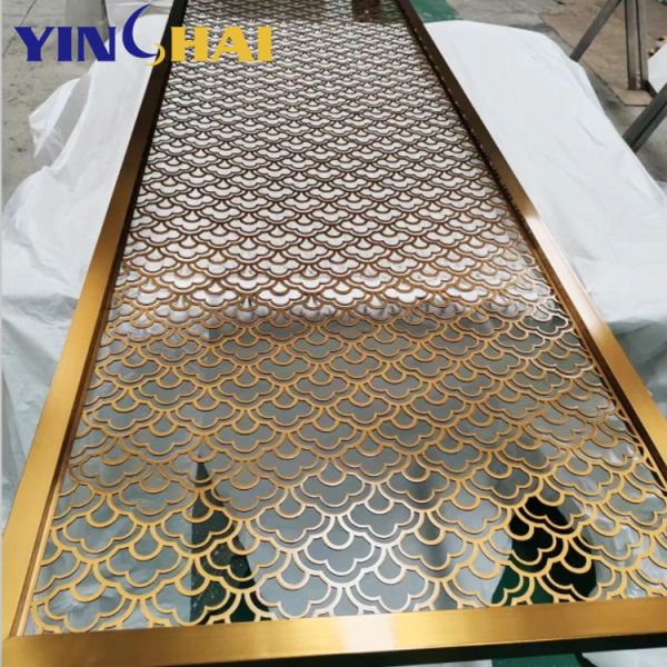 Modern Stainless Steel Screen Partition Decorative Gold Metal Room Divider For Bedroom