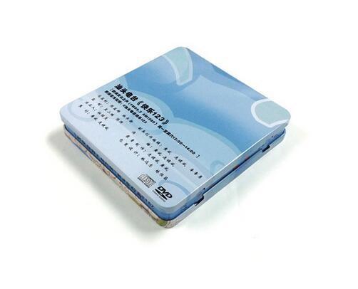 rectangular CD tin case with hinged lid