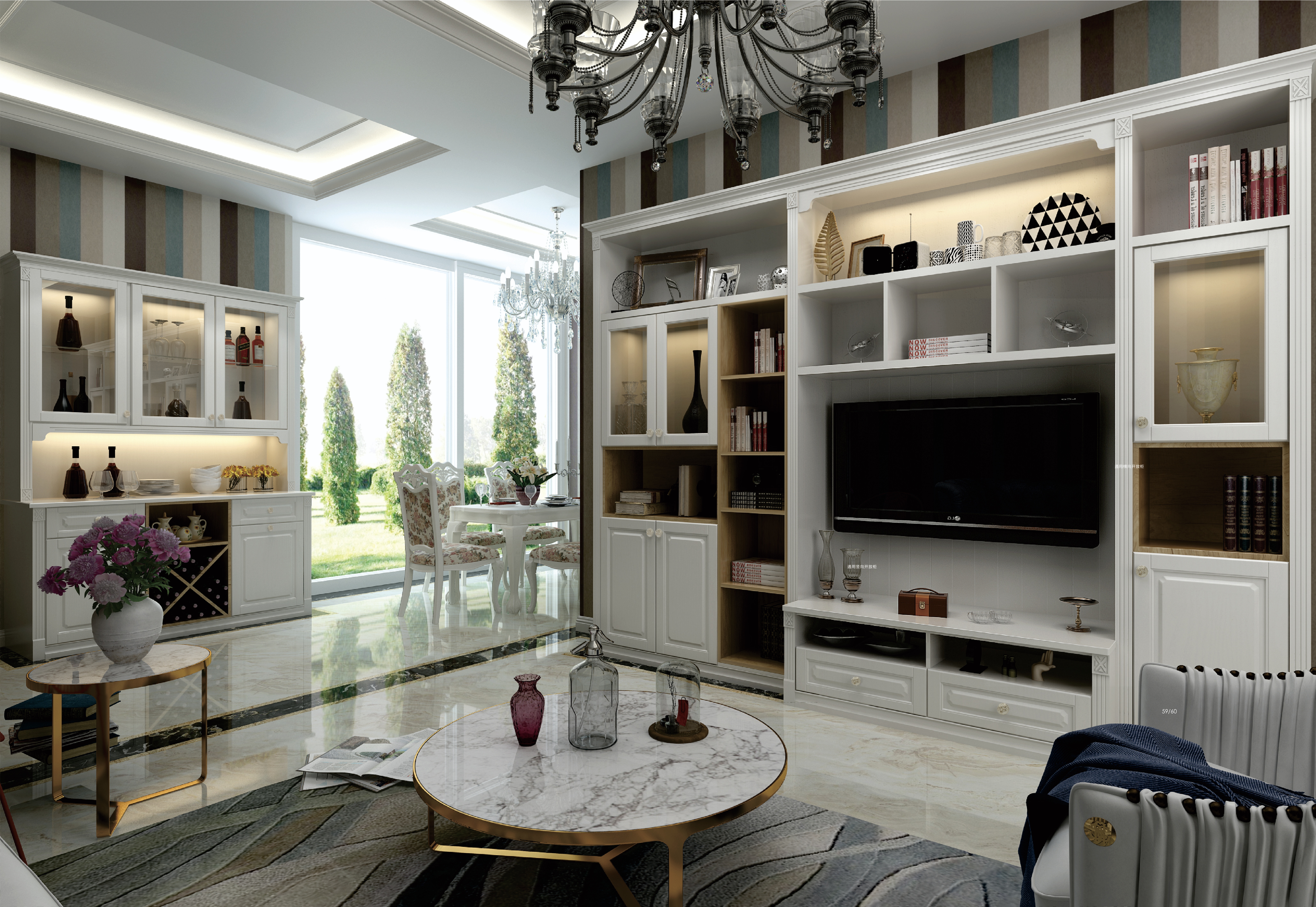 Stainless Steel Modern Living Room TV Cabinet Anti Deformation
