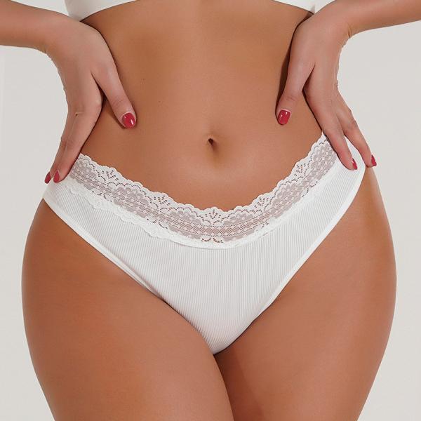 Las ropas interiores para mujer de nylon blancas hola cortaron las bragas inconsútiles del cordón del breve bikini casual de los calzoncillos