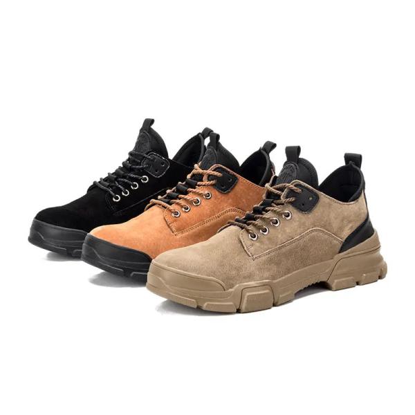 Unisex Crazy Horse Leather Boots Yellow Steel Toe Safety Footwear Unisex