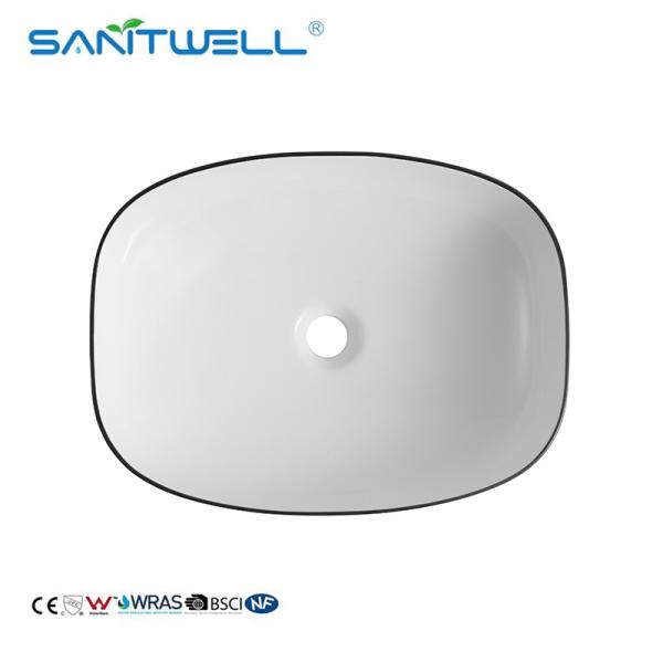 AB8483BP Rectangular Shape Hotel decorative above counter basin top bathroom sink  ceramic b