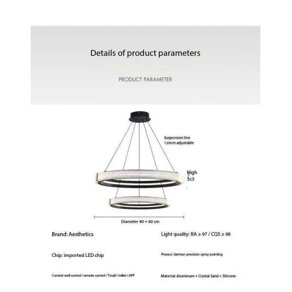 Lumières suspendues modernes à LED créatives en sable cristallin en fer acrylique 3CCT