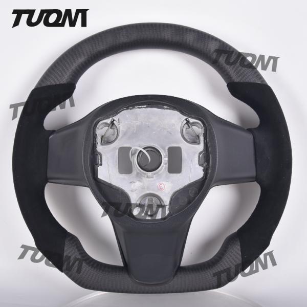 Heat Resistant Carbon Fiber Tesla Model3 ModelY Steering Wheel Rounded Universal Fitment