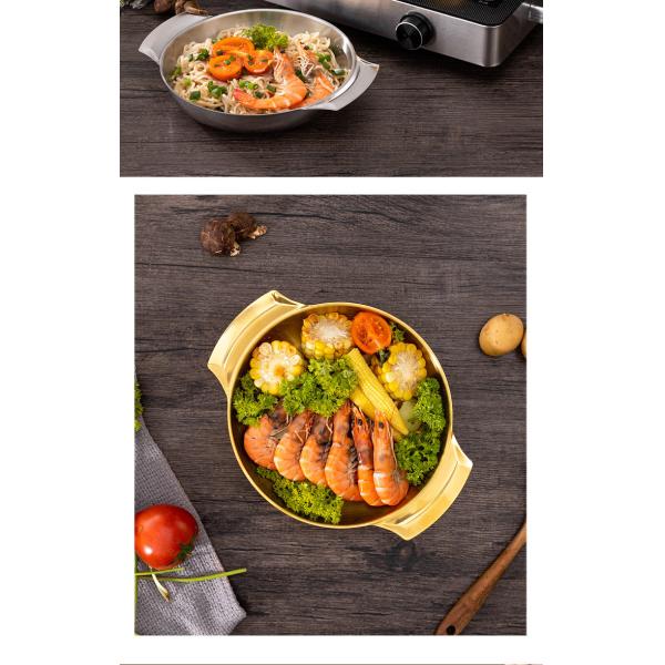 Good Quality Stainless Steel Golden Soup Pot Korean Ramen Instant Noodle Seafood Lobster Induction Cooker Dry Pot