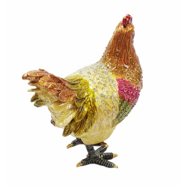 Pewter alloy animal box metal jewelry boxes hen enameled trinket boxes