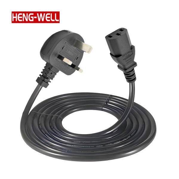 Wholesale Power Supply Cord 13A 250V Uk Plug Cable Extension Power Cord IEC C13 to BS1363 3 Foot for Computer Power Cable