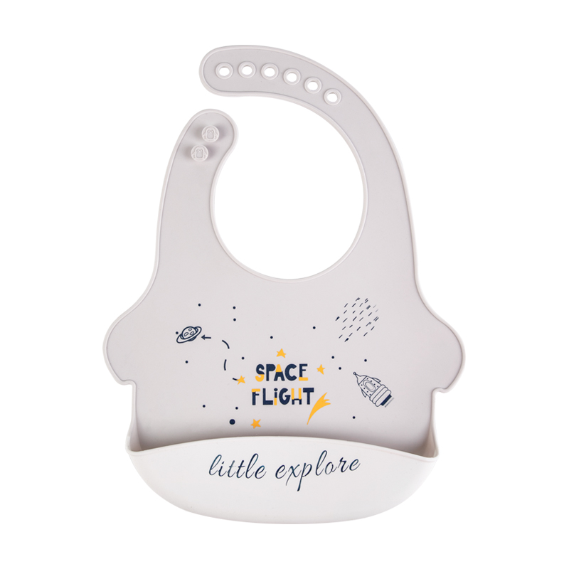 100% Food Grade Silicone Baby Bib Waterproof Soft Adjustable Infant Feeding Bib with Big Pocket Crumb Catcher for Baby