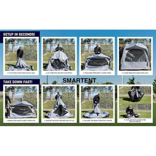 157*130*188CM 4-Person Automatic Fiberglass Frame Grey Polyester Pop Up Sports Tent Waterproof Single Layer Easy Set Up