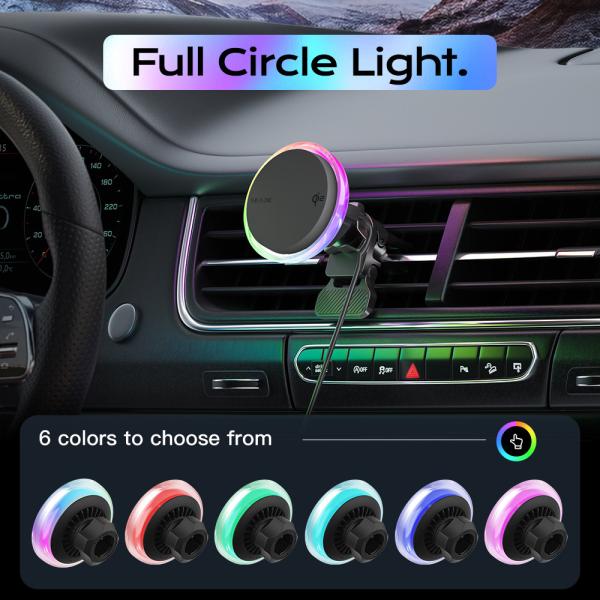 15W charge rapide monture magnétique de voiture avec ventilateur de refroidissement silencieux et étoile ciel lumière pour automobile