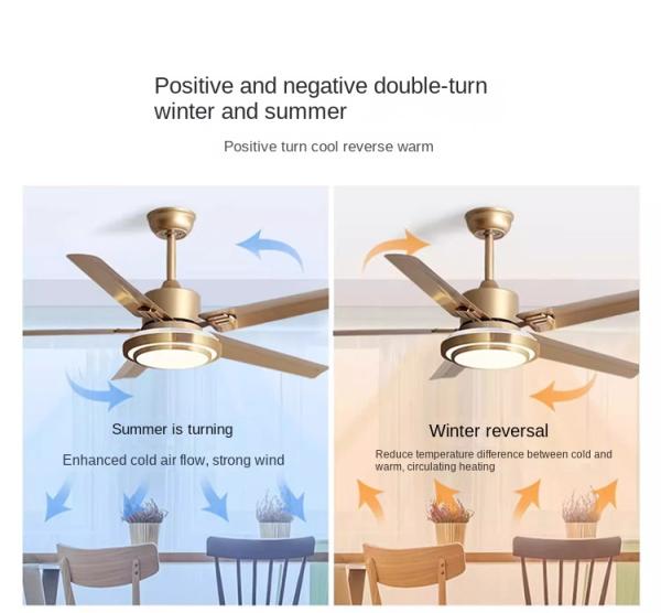 Wholesale factory Wooden Ceiling Fan Light Fixtures Remote LED 52 Brushed Nickel Bedroom Living Room