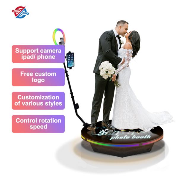 Plataforma de cabine de fotos giratória giratória 360 automática para casamento promover relacionamento