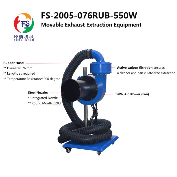 Nozzle 200mm Exhaust Extraction System Custom Portable Vehicle Exhaust Extraction System