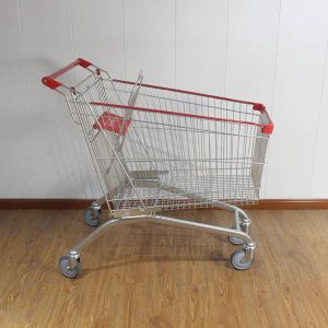 180L General store Galvanized European Market Supermarket Shopping Trolley with edge wrapping strips