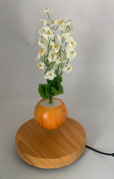 round wonden base magnetic levitation floating bottom air bonsai plant tree pot flowerpot