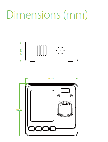 Sistema branco do controlo de acessos da impressão digital com movimentação do flash de USB para a gestão de dados autónoma